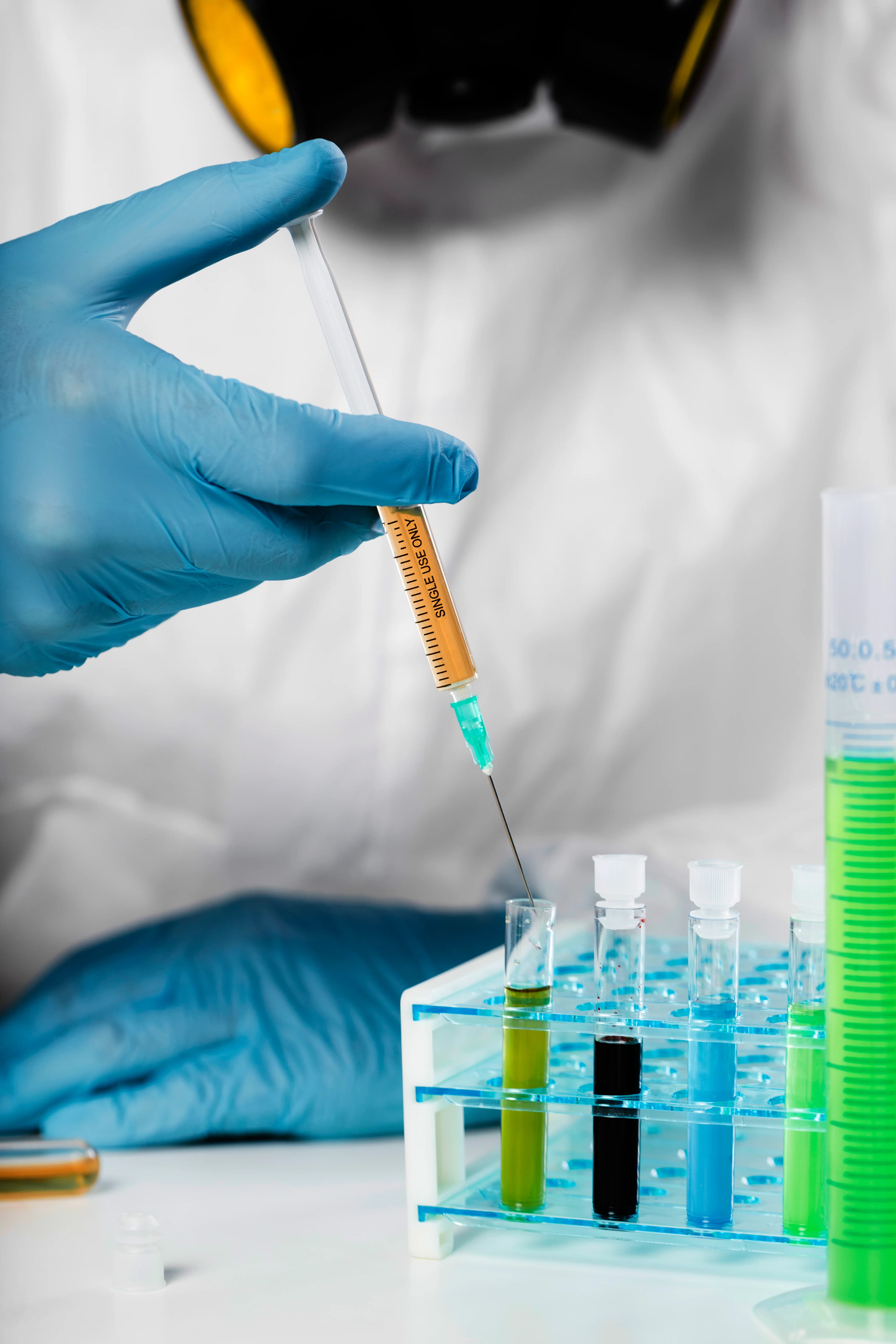Lab technician taking a medical sample